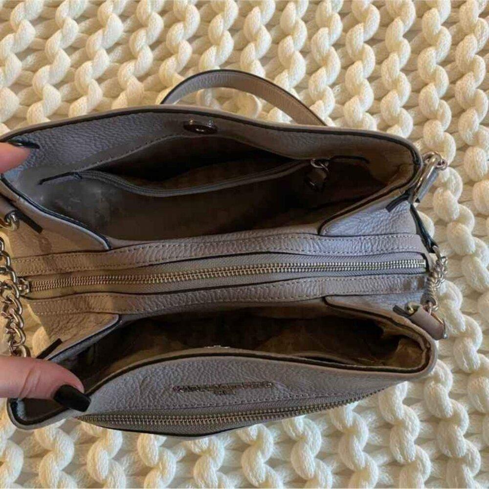 KARL LAGERFELD MAKE OFFER!!! Paris Bouquet Triple Entry Leather Tote Storm Cloud - Picture 2 of 10